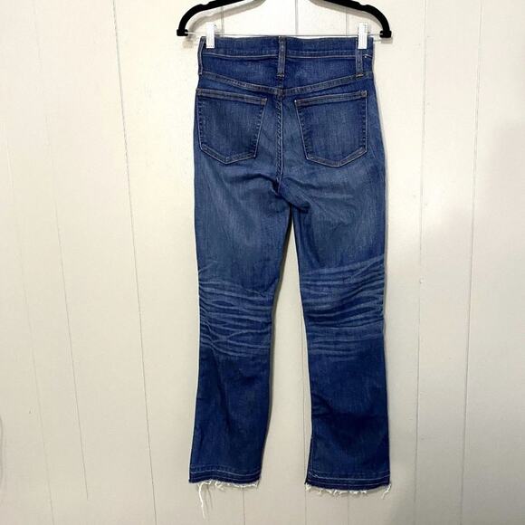 J. Crew Denim Dark Wash Distressed Preppy Billie Demi Boot Crop Jeans 26T - Picture 3 of 7